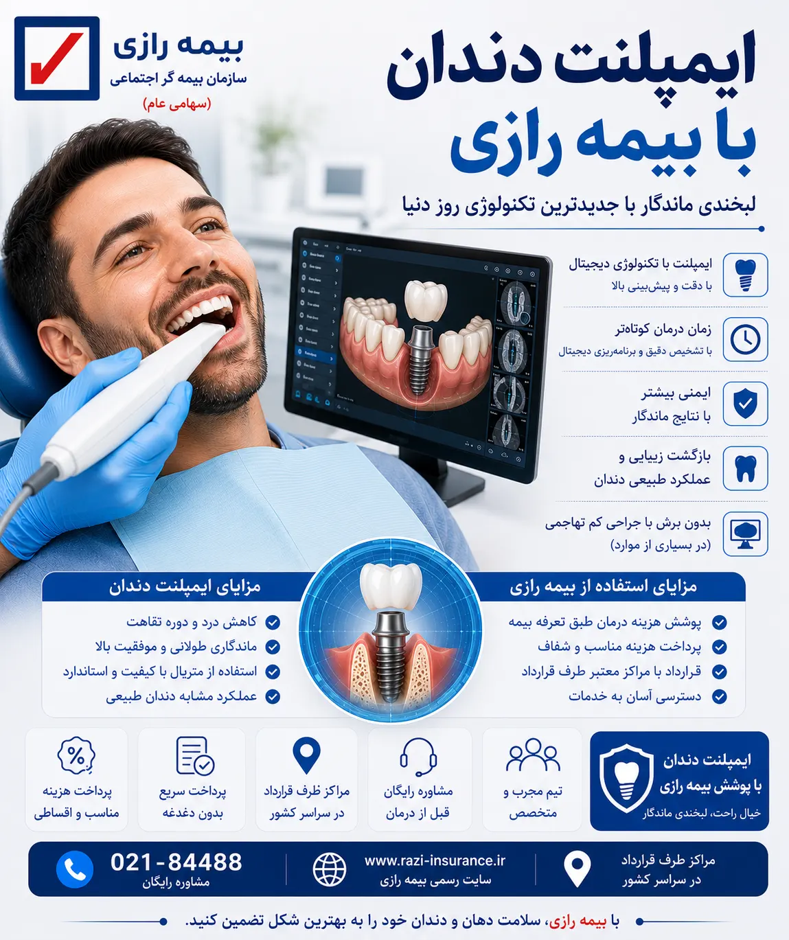 ایمپلنت دندان با بیمه رازی