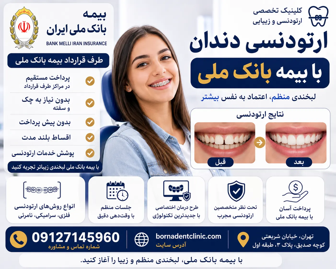 ارتودنسی دندان با بیمه بانک ملی